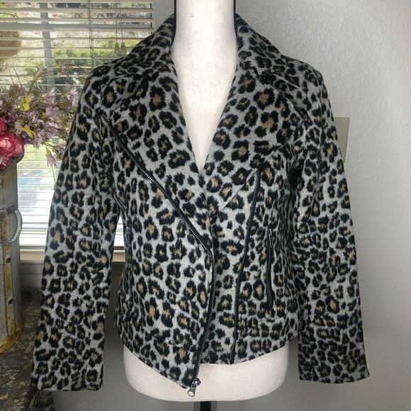 NEW Cupcakes and Cashmere Cheetah Print Moto Jacket Size XS Mob Wife NWT - Picture 5 of 16